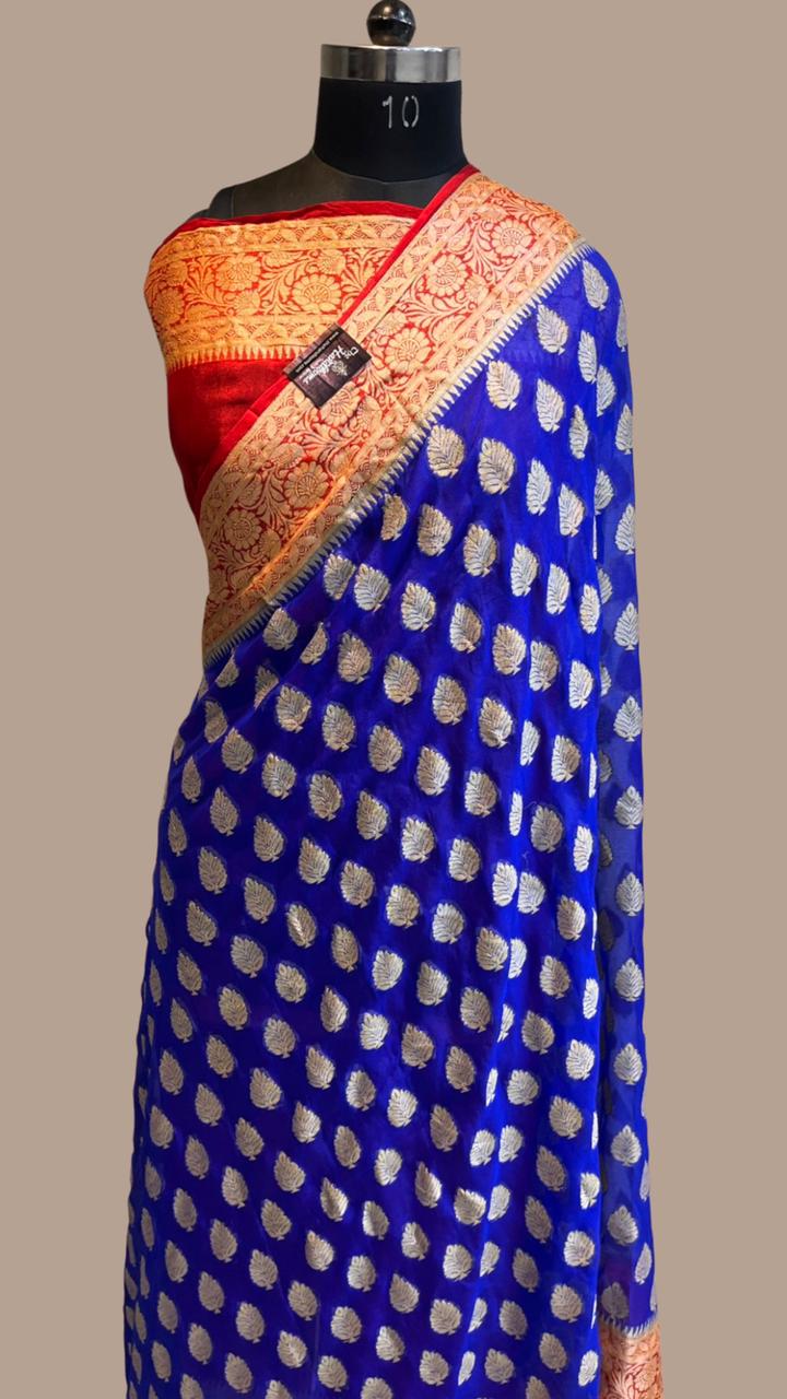 Pure Chiffon Khaddi Banarasi Saree - The Handlooms