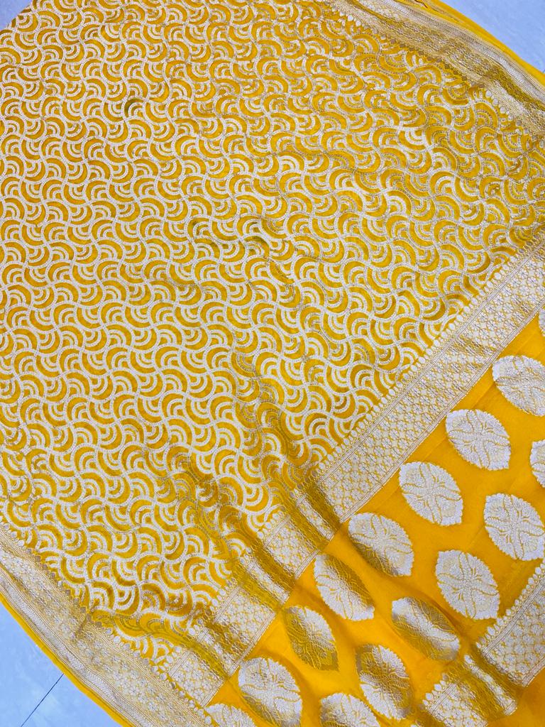 Khaddi Georgette Handloom Banarasi Saree - The Handlooms