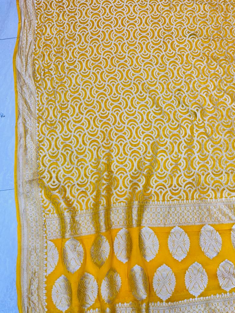 Khaddi Georgette Handloom Banarasi Saree - The Handlooms