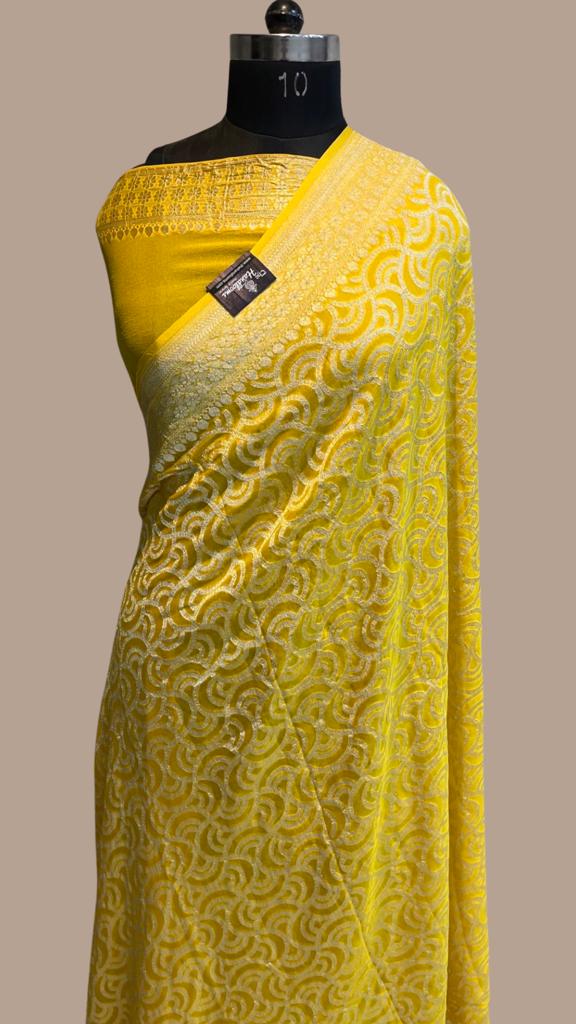 Khaddi Georgette Handloom Banarasi Saree - The Handlooms