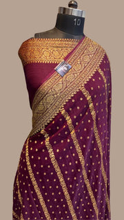 Khaddi Georgette Banarasi Saree -  Antique zari - The Handlooms