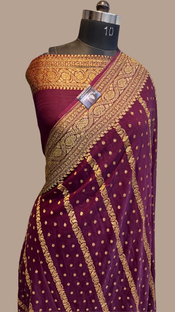 Khaddi Georgette Banarasi Saree -  Antique zari - The Handlooms