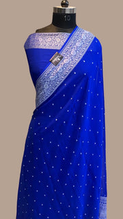 Pure Georgette Banarasi Saree - silver zari - The Handlooms