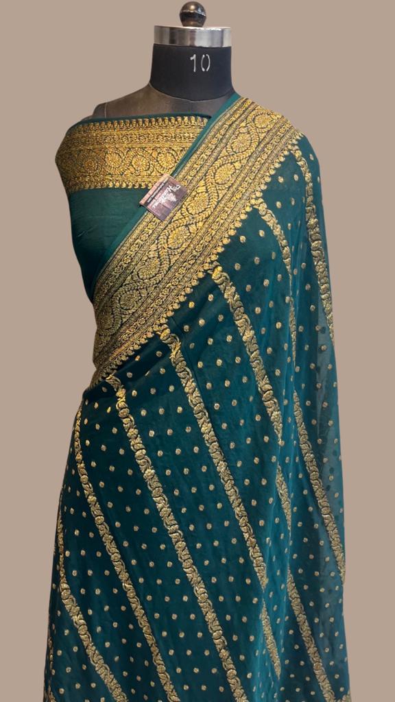 Khaddi Georgette Banarasi Saree -  Antique zari - The Handlooms