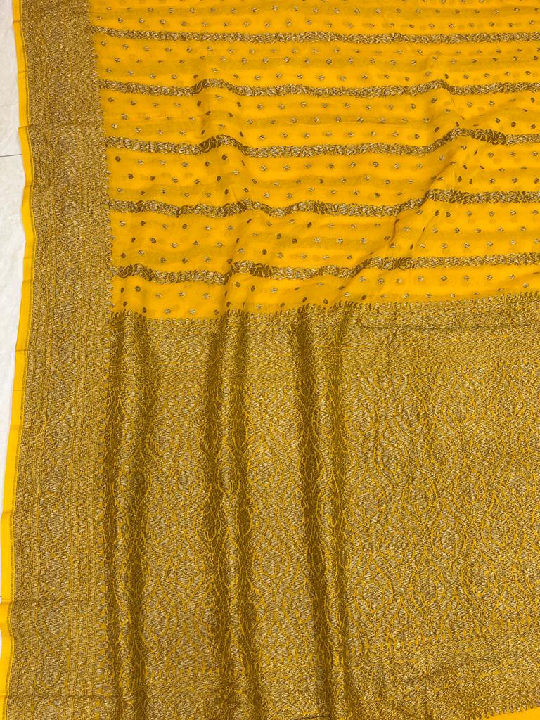 Khaddi Georgette Banarasi Saree -  Antique zari - The Handlooms