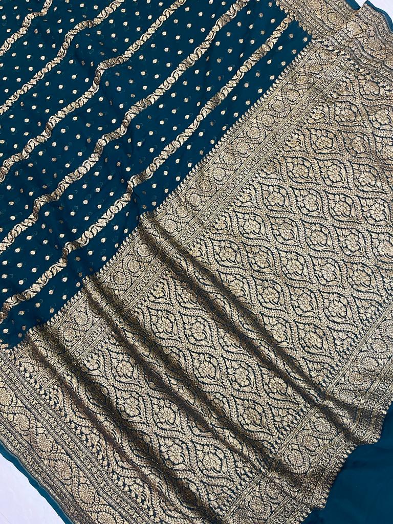Khaddi Georgette Banarasi Saree -  Antique zari - The Handlooms