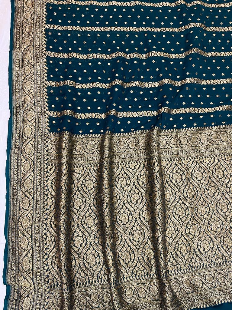 Khaddi Georgette Banarasi Saree -  Antique zari - The Handlooms