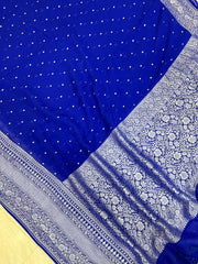 Pure Georgette Banarasi Saree - silver zari - The Handlooms