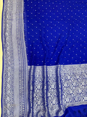 Pure Georgette Banarasi Saree - silver zari - The Handlooms