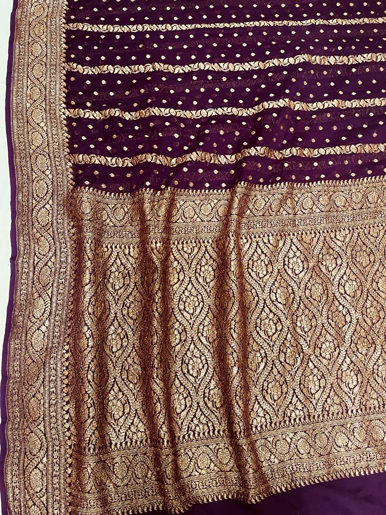 Khaddi Georgette Banarasi Saree -  Antique zari - The Handlooms
