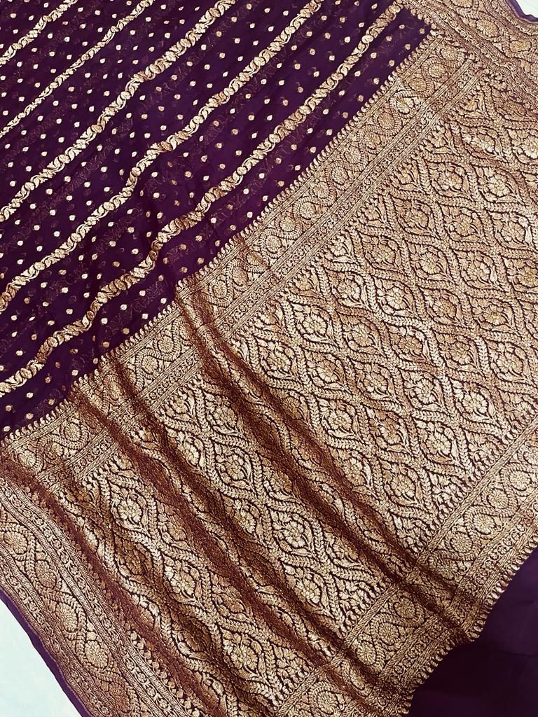 Khaddi Georgette Banarasi Saree -  Antique zari - The Handlooms