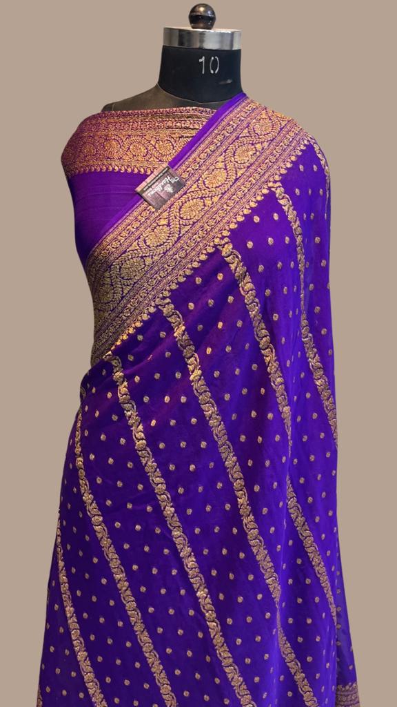Khaddi Georgette Banarasi Saree -  Antique zari - The Handlooms