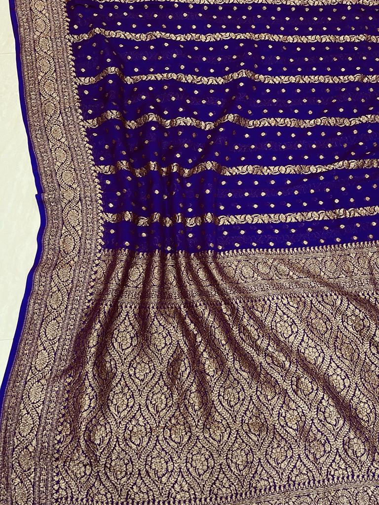 Khaddi Georgette Banarasi Saree -  Antique zari - The Handlooms