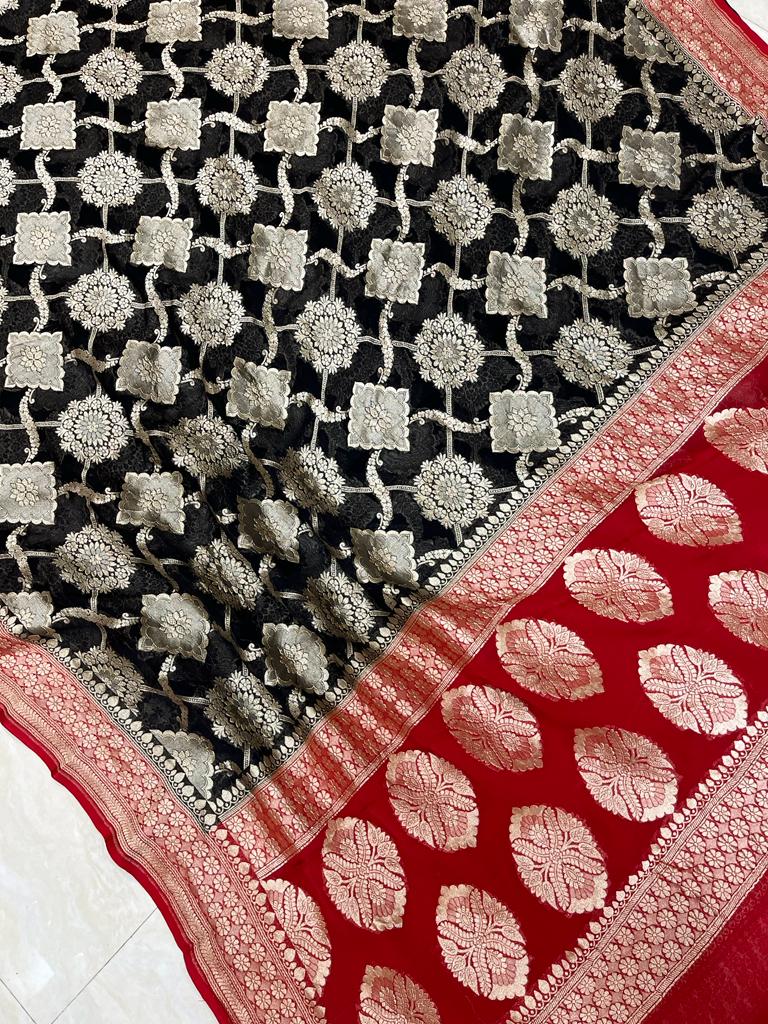 Khaddi Georgette Handloom Banarasi Saree - The Handlooms