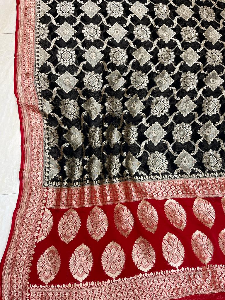 Khaddi Georgette Handloom Banarasi Saree - The Handlooms