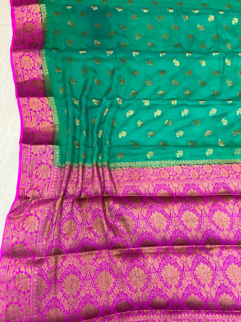 Pure Chiffon Khaddi Banarasi Saree - The Handlooms