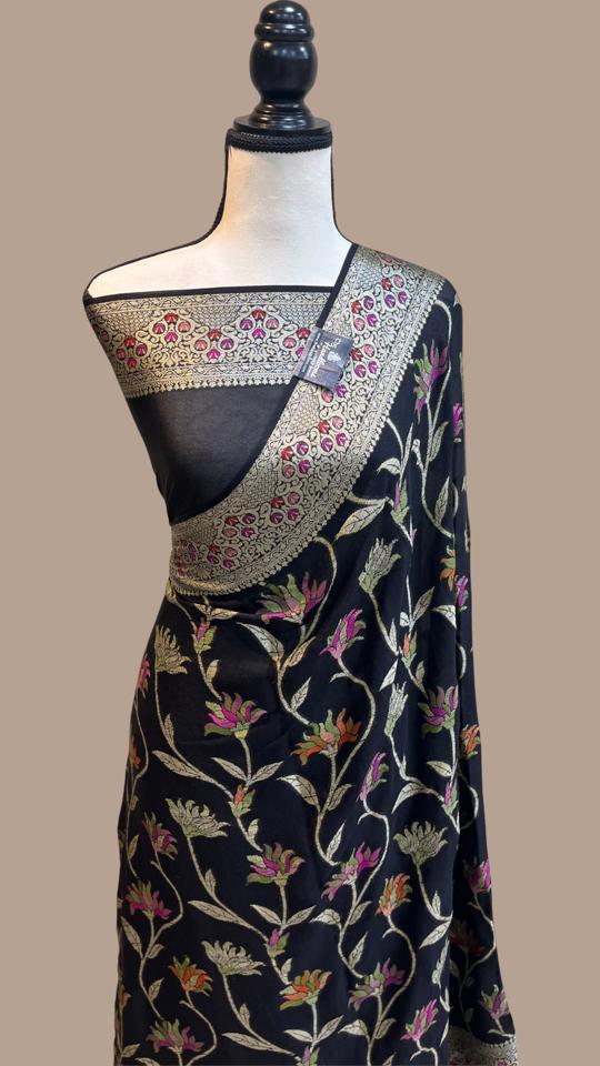 Pure Chiffon Khaddi Banarasi Saree - The Handlooms