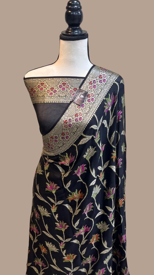 Pure Chiffon Khaddi Banarasi Saree - The Handlooms