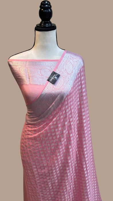 Pink Pure Chiffon Khaddi Banarasi Saree
