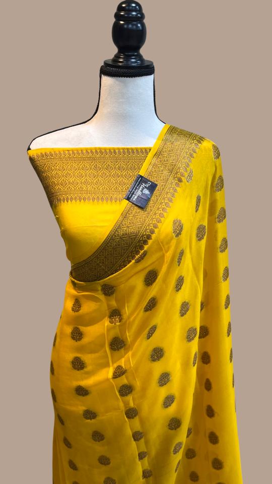 Pure Chiffon Khaddi Banarasi Saree - The Handlooms