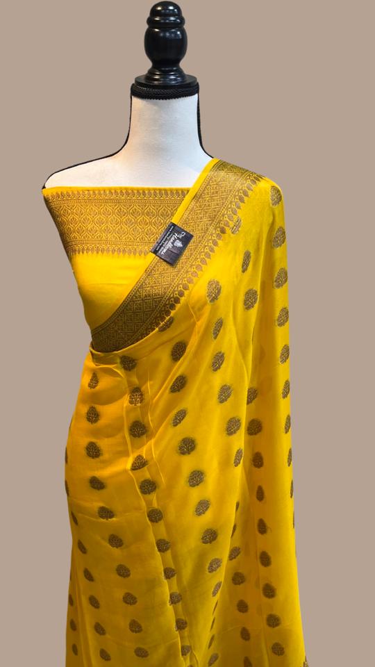 Pure Chiffon Khaddi Banarasi Saree - The Handlooms