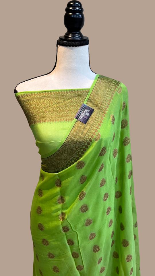 Pure Chiffon Khaddi Banarasi Saree - The Handlooms