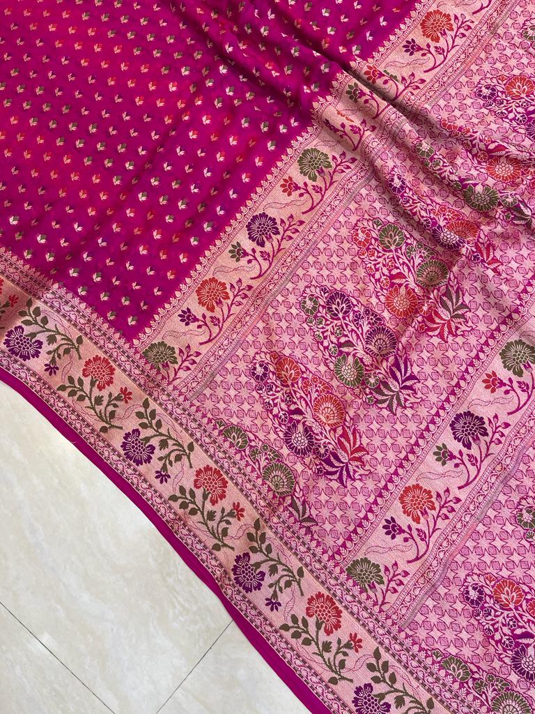 Pure Chiffon Khaddi Banarasi Saree - The Handlooms