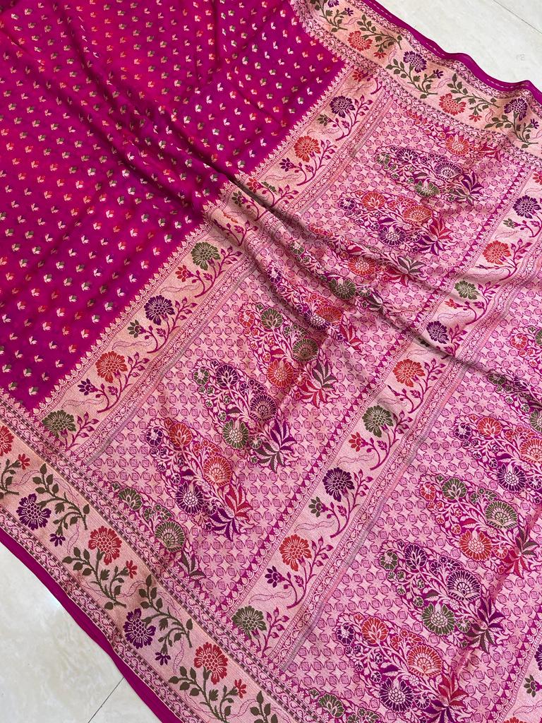 Pure Chiffon Khaddi Banarasi Saree - The Handlooms