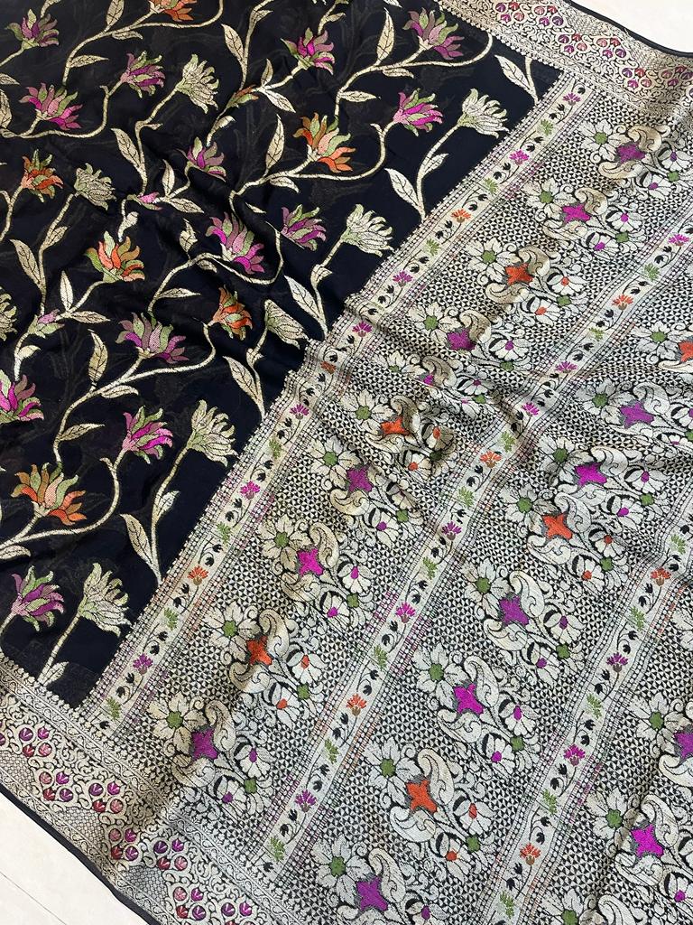 Pure Chiffon Khaddi Banarasi Saree - The Handlooms