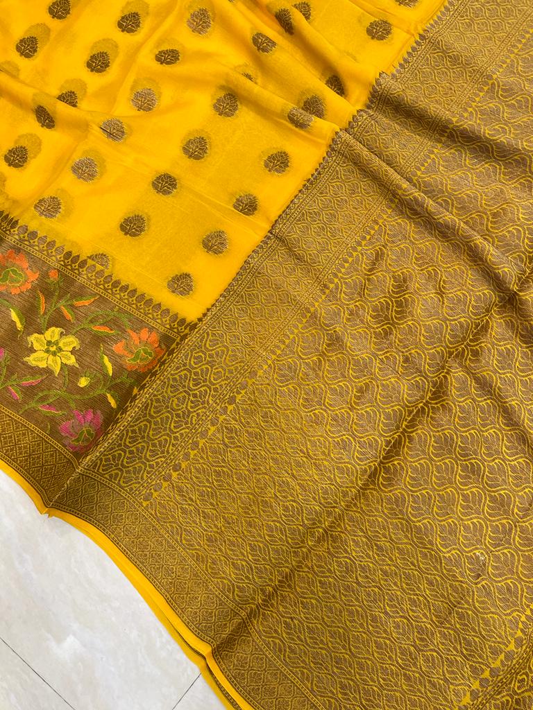 Pure Chiffon Khaddi Banarasi Saree - The Handlooms