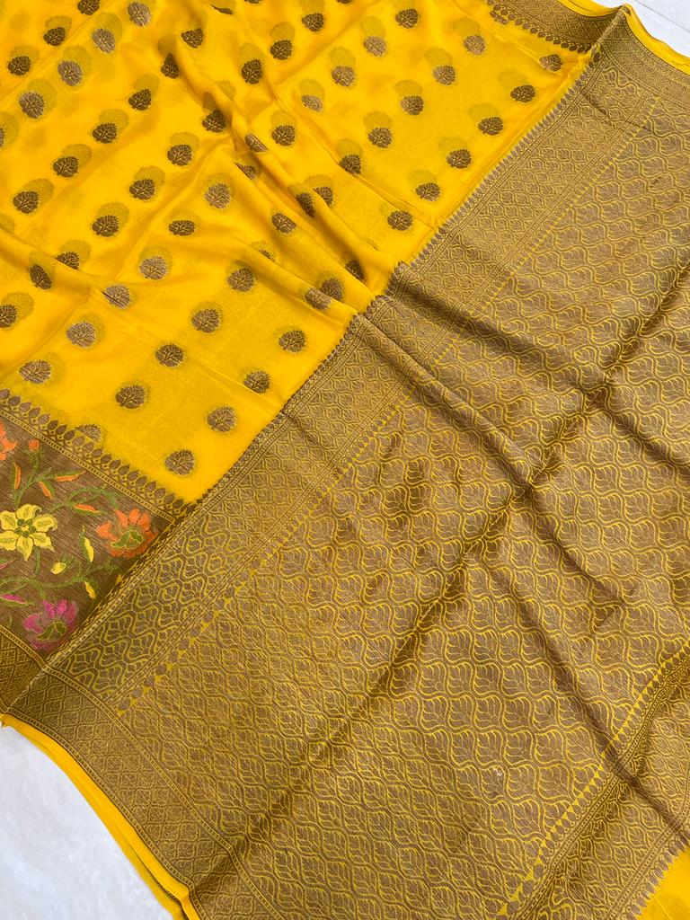 Pure Chiffon Khaddi Banarasi Saree - The Handlooms
