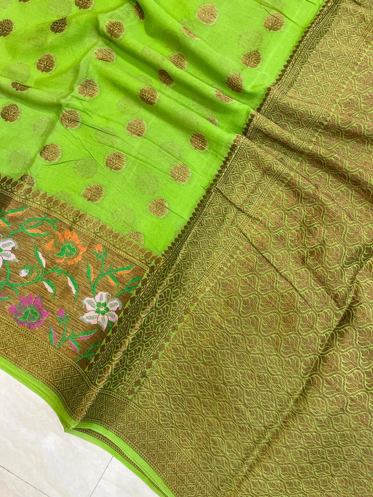 Pure Chiffon Khaddi Banarasi Saree - The Handlooms