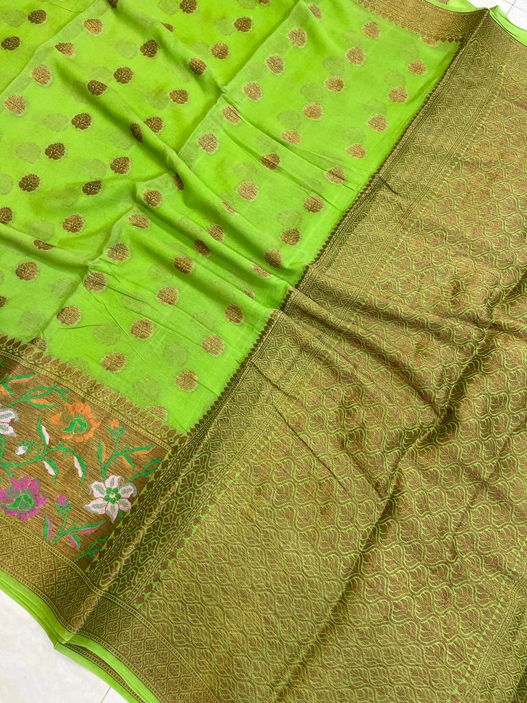 Pure Chiffon Khaddi Banarasi Saree - The Handlooms