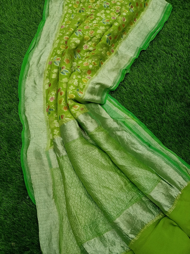 Khaddi Georgette Handloom Banarasi Saree - The Handlooms