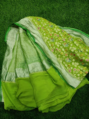 Khaddi Georgette Handloom Banarasi Saree - The Handlooms