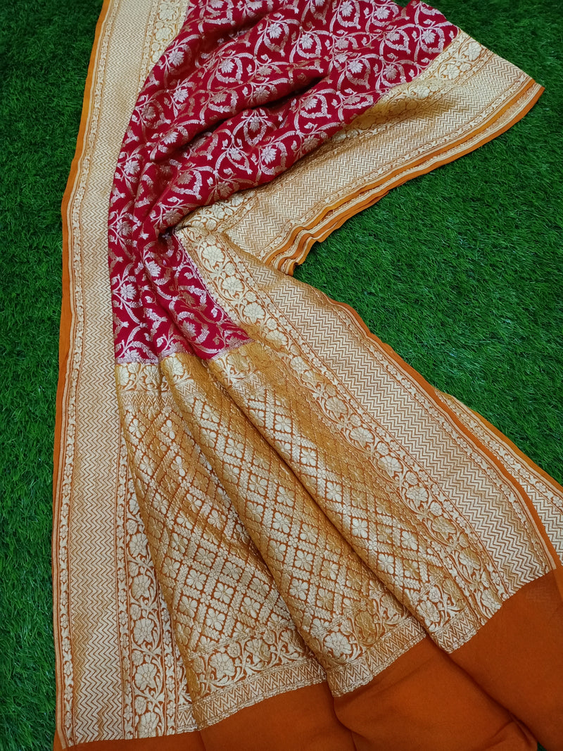 Khaddi Georgette Handloom Banarasi Saree - The Handlooms
