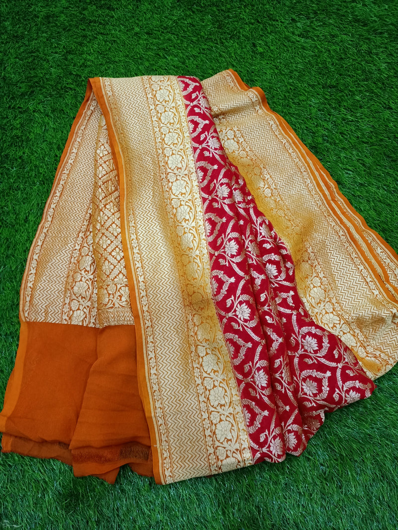 Khaddi Georgette Handloom Banarasi Saree - The Handlooms