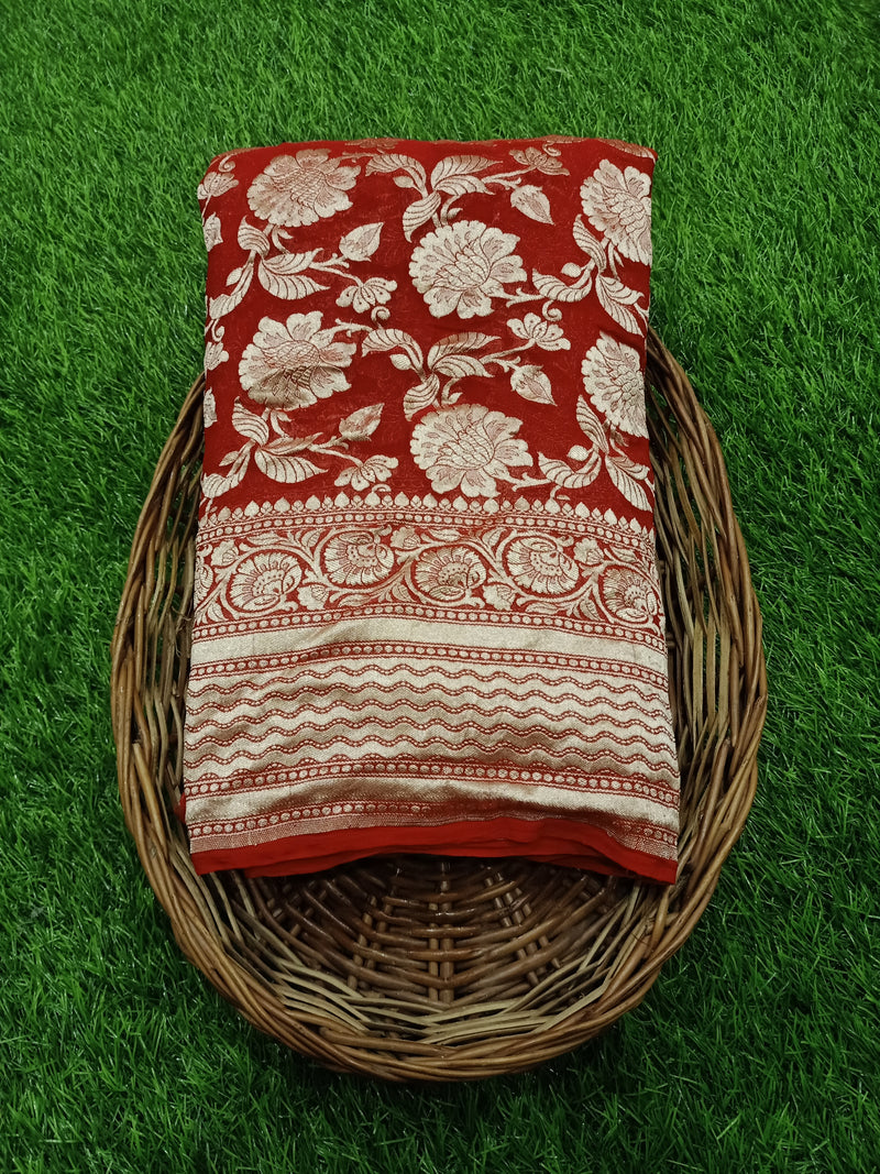 Khaddi Georgette Banarasi Saree - water zari - The Handlooms