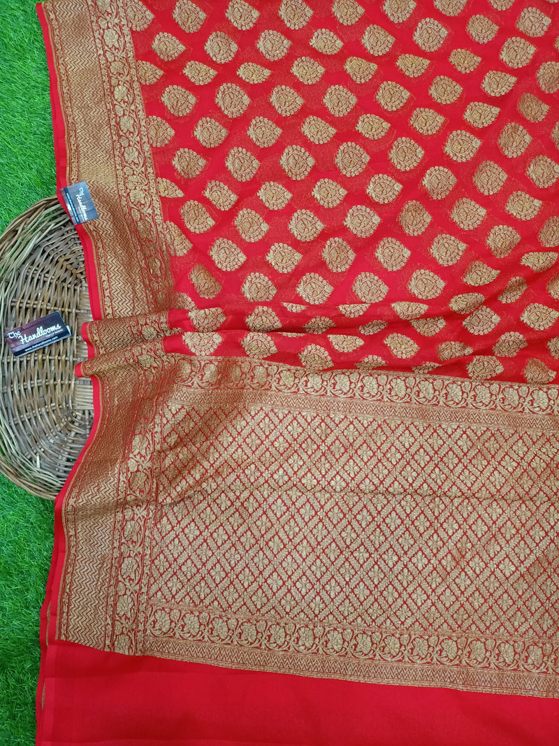 Khaddi Georgette Banarasi Saree -  Antique zari - The Handlooms