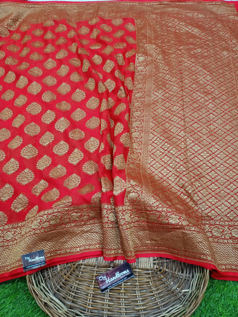 Khaddi Georgette Banarasi Saree -  Antique zari - The Handlooms