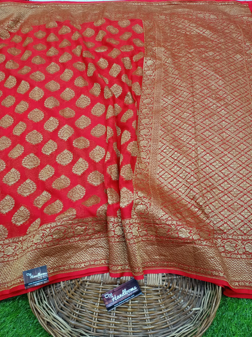 Khaddi Georgette Banarasi Saree -  Antique zari - The Handlooms