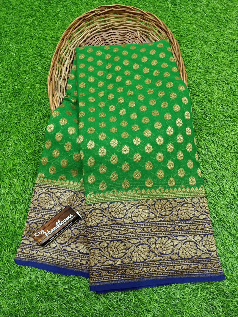 Khaddi Georgette Banarasi Saree -  Antique zari - The Handlooms