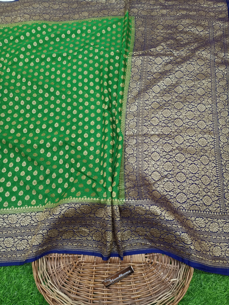 Khaddi Georgette Banarasi Saree -  Antique zari - The Handlooms