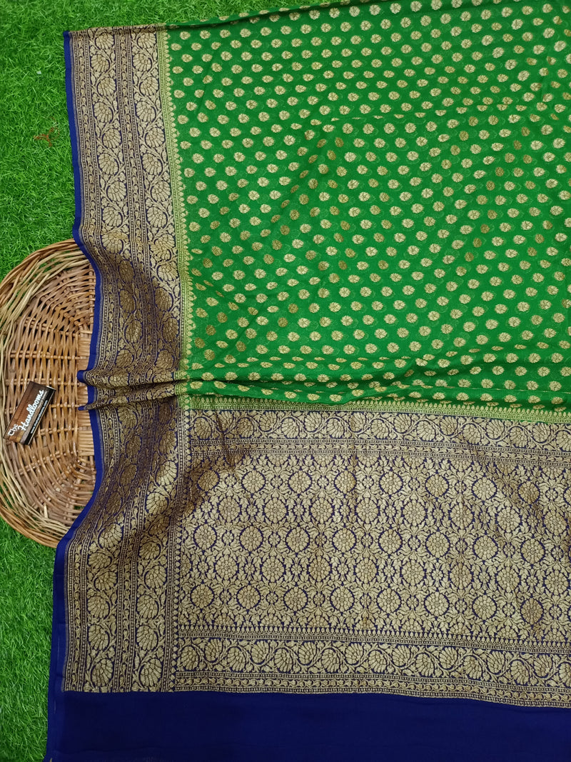 Khaddi Georgette Banarasi Saree -  Antique zari - The Handlooms