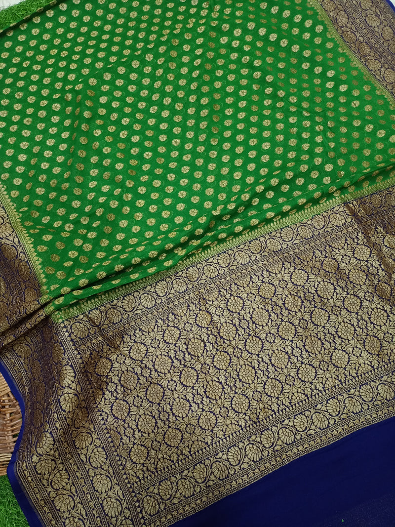 Khaddi Georgette Banarasi Saree -  Antique zari - The Handlooms