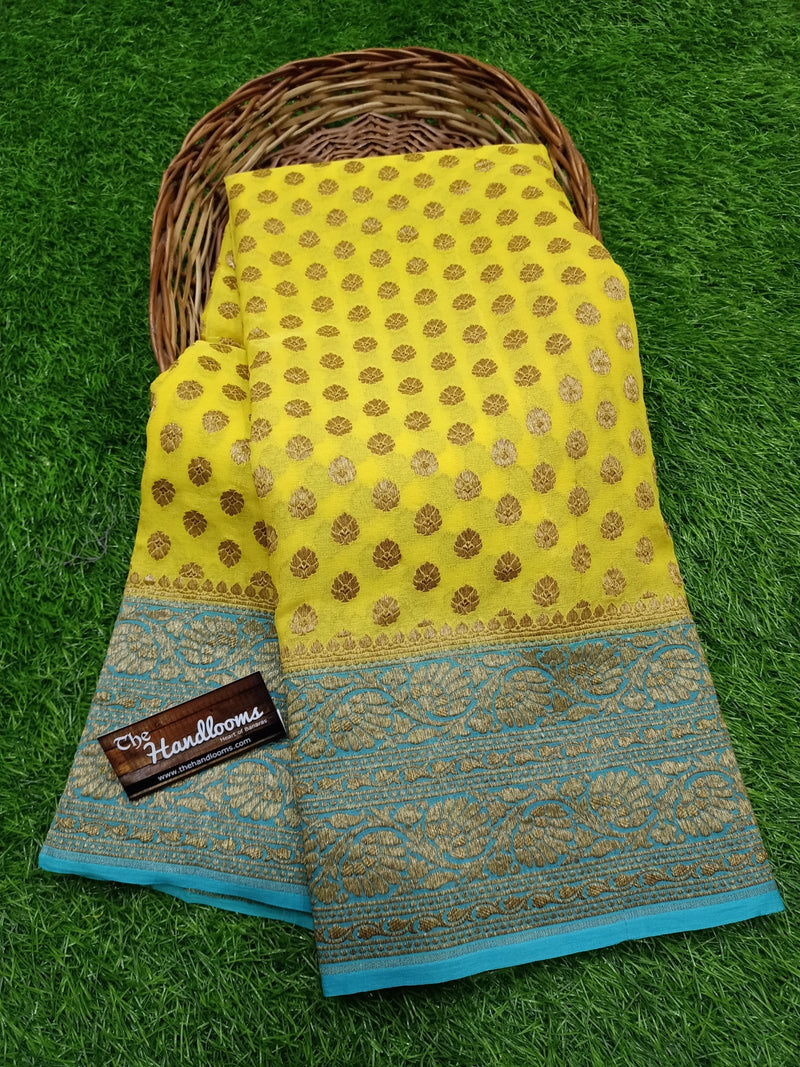 Khaddi Georgette Banarasi Saree -  Antique zari - The Handlooms