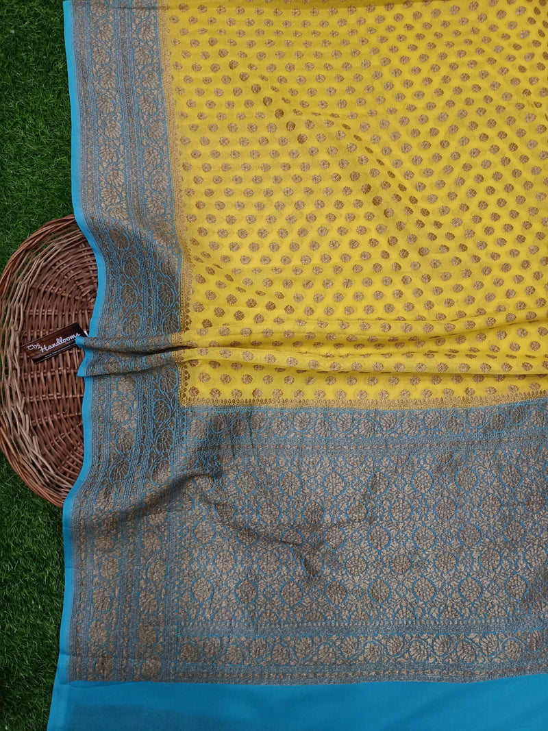 Khaddi Georgette Banarasi Saree -  Antique zari - The Handlooms