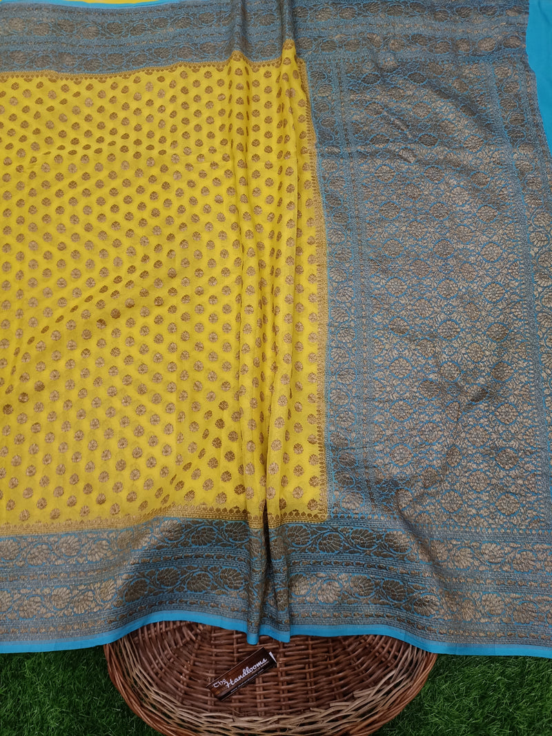 Khaddi Georgette Banarasi Saree -  Antique zari - The Handlooms