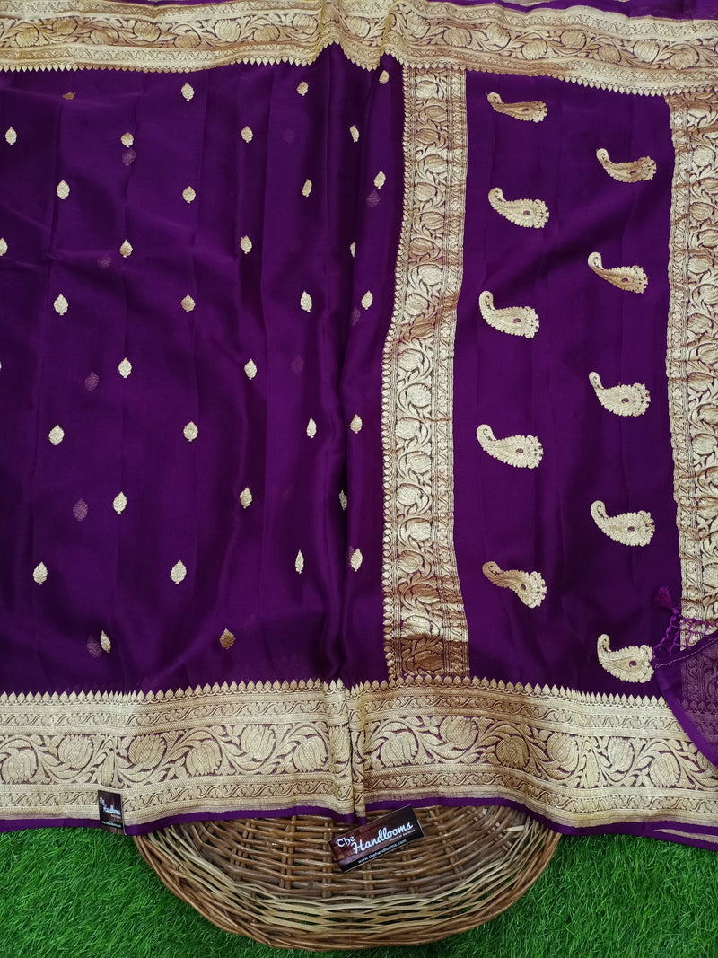 Pure Georgette Banarasi Saree - Gold zari - The Handlooms