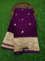 Pure Georgette Banarasi Saree - Gold zari - The Handlooms